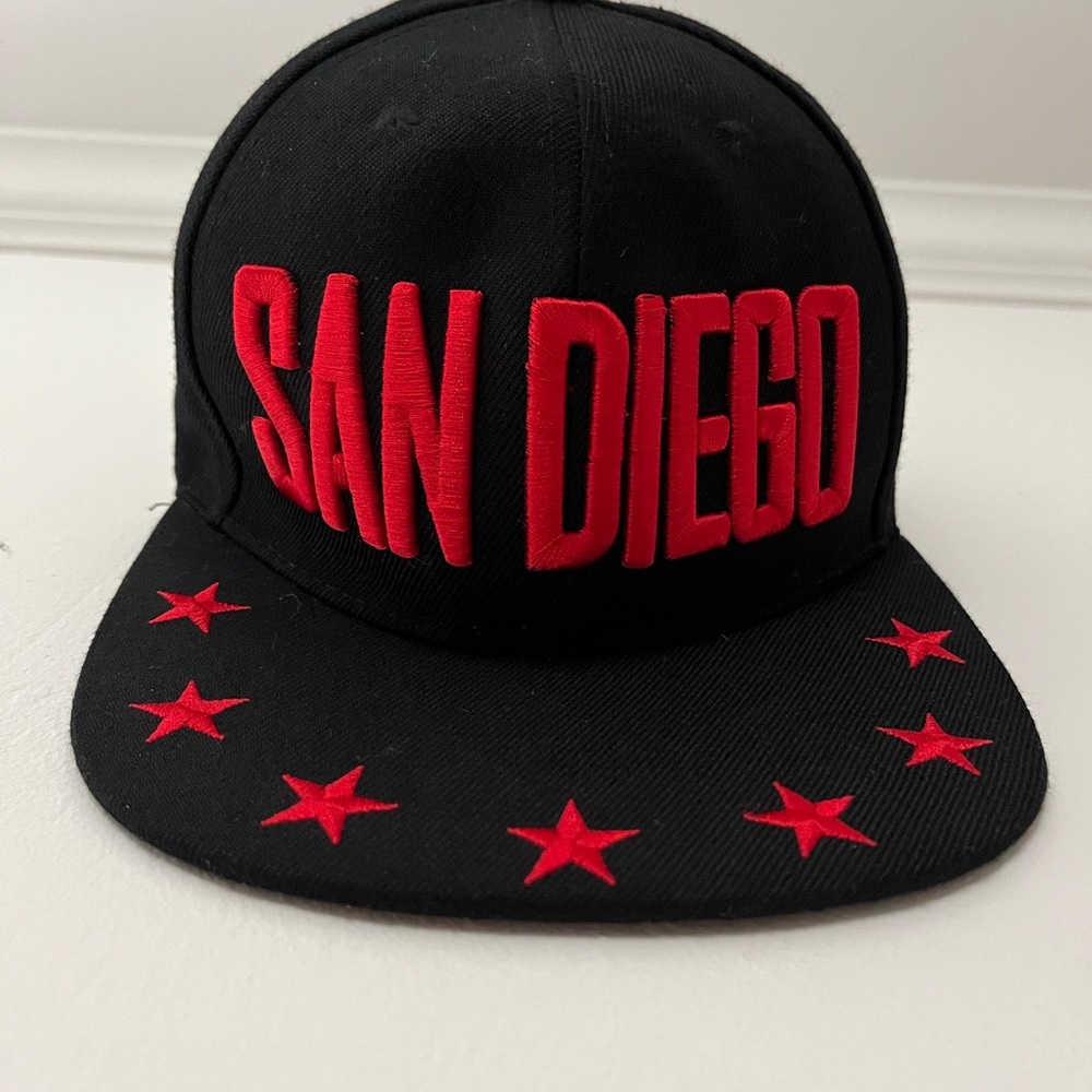 Big Bear Black and Red San Diego SnapBack Hat Cap